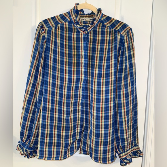 Caribou Tops - Vintage Caribou Plaid Ruffle Blouse | Cottagecore Preppy (size 18)